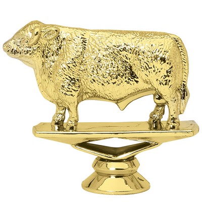 3 1/4" Gold Plastic Hereford Bull Trophy Figure