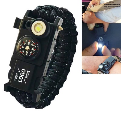 11" 1 Survival Paracord Bracelet With LED Light