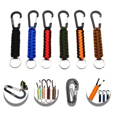 Custom Braided Umbrella Rope Key Chain With D-Ring Carabiner