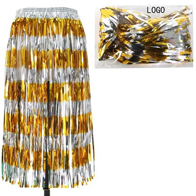 Cheerleading Bright Rainsilk Color-Blocked Half-Length Skirt