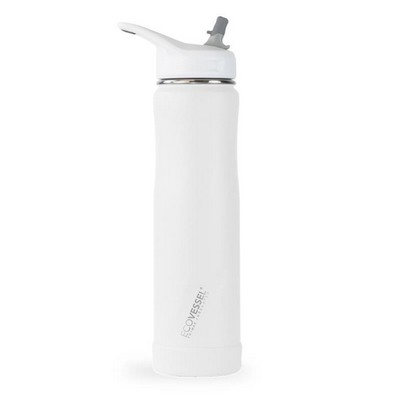 EcoVessel Summit 24 Oz Insulated Ss Straw Water Bottle - Whiteout