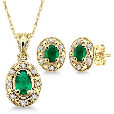 Jilco Inc Diamond & Emerald Set