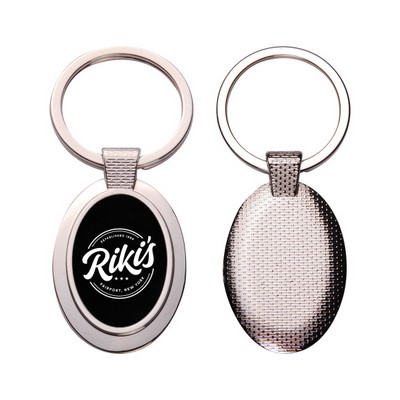 Oval Metal Key Chain w/ Dark Reflective Center