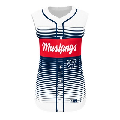 Women/Girls Full Button Sleeveless Pinhole Mesh Polyester Softball Shirt