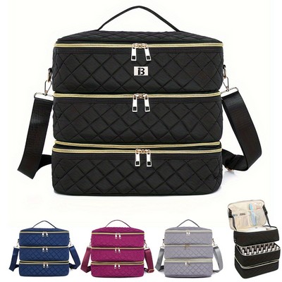 3-Layer Large Capacity Nail Polish Organizer Makeup Bag