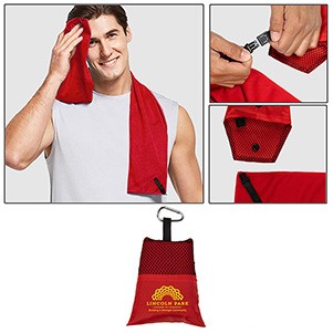 "Cool-n-Go" Full Size (12" x 32") Cooling Towel in Carabiner Pouch