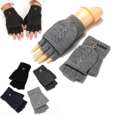 Custom Half Finger Knit Gloves Winter Warm Gloves Fingerless Mittens for Women and Men