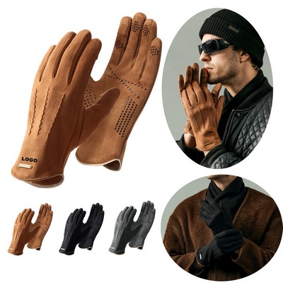 Fashionable Winter Gloves Luxury Men's Winter Anti-Slip Warm Driving Gloves