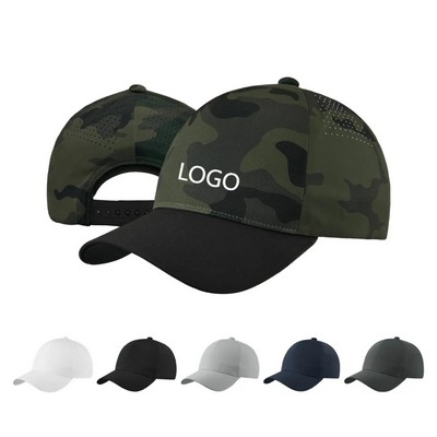 Athletic Performance 5-Panel Cap with Water-Resistant Perforated Fabric