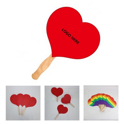 Crimson Heart-Shaped Hand Fan
