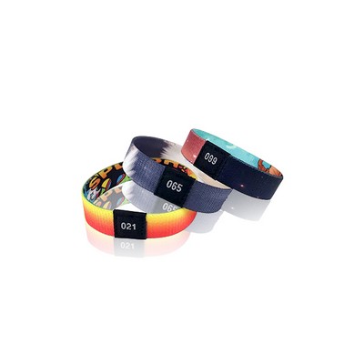 Full Color 5/8" Elastic Wristband with Custom Woven Label