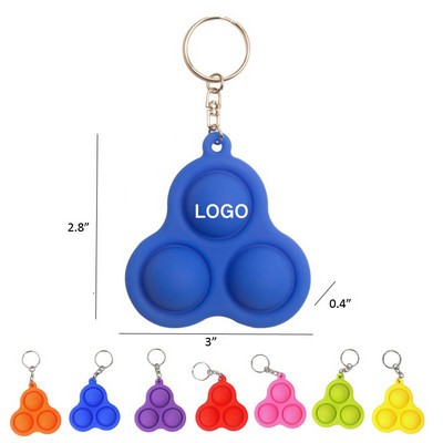 Silicone Fidget Triple Bubble Pop Keychain