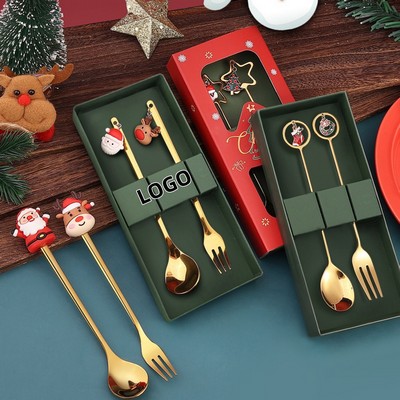 Festive Engraved Christmas Spoon Set