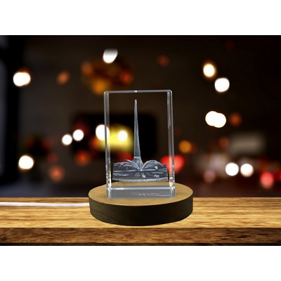 Kessler Campanile 3D Engraved Crystal Trophy Award w/LED Base