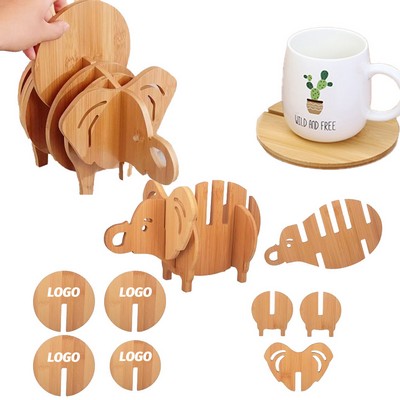 Elephant Shaped Bamboo Coaster