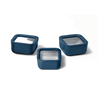 Caraway 3Pc Glass Food Container Set Navy