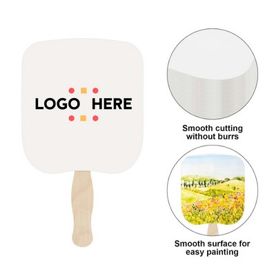 Square Shape Wooden Handle Paper Fan
