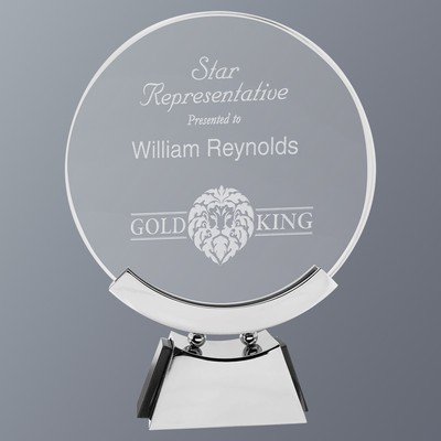 Round Voyager Glass Circle with Aluminum Base, Medium (6-1/2"x8-1/2"H)