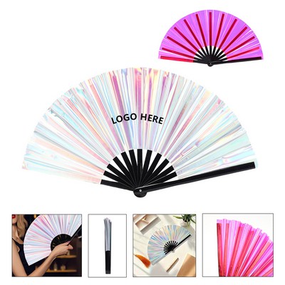 Glitter-Infused Bamboo Rave Folding Fan