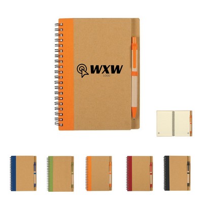 Lined Spiral Notebook With Ballpoint Pen