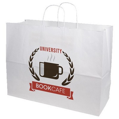 Full Color 1-Sided White Paper Handled Shopper Bag (16" x 12" x 6")