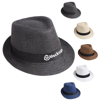 Short Brim Straw Fedora Sun Hat