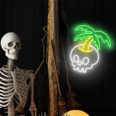 Coconut Tree Skull Neon Sign
