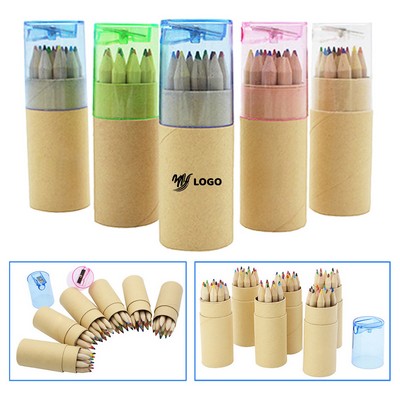 12 Colored Pencil Set in Tube w/Sharpener