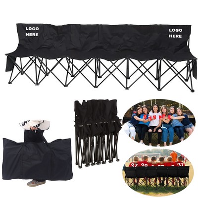 Portable 6-Seater Team Sideline Chair Sports Seats Folding Bench with Carry Bag
