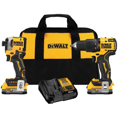 DeWalt Atomic 20V Max Xr Brushless 2-Tool Combo Kit W/ 2 Powerstack Batteries