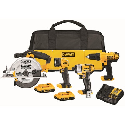 DeWalt 20V Max Cordless 4-Tool Combo Kit- Drill Impact Driver Circular Saw Worklight