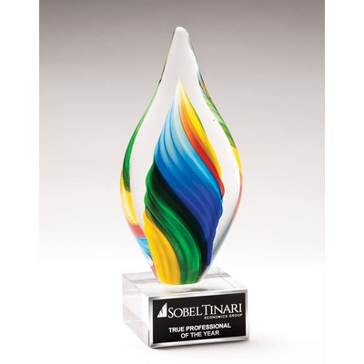 Rainbow Twist Art Glass on Clear Base, 9"H