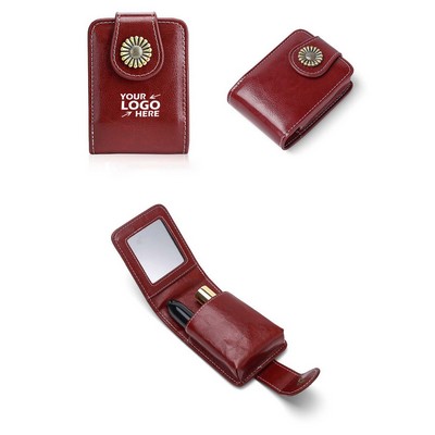 PU Lipstick Makeup Bag With Mirror