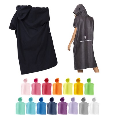 Micro-fiber Bathrobe Poncho With Hood