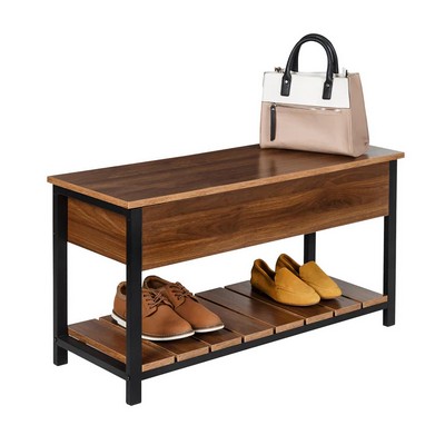 Honey-Can-Do Entryway Shoe Storage & Bench Walnut