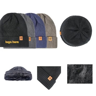 Men's Fleece-Lined Thick Knit Hat