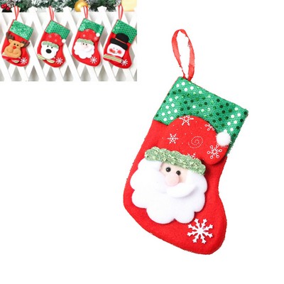 Small Christmas Stocking Ornament With Sequins