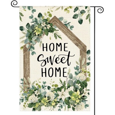 Colorlife Home Sweet Home Spring Floral Garden Flag 12x18" Double Sided Outside