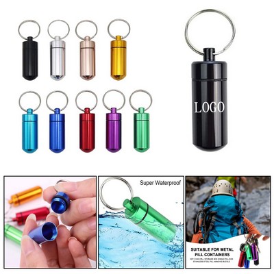 Waterproof Aluminum Alloy Pill Bottle Keychain
