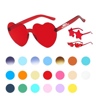 Heart Fire Star Shaped Rimless Tinted Sunglasses UV400