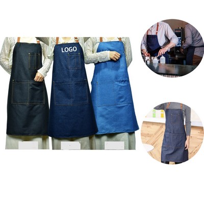 Adjustable Bib Apron with 2 Pockets for Cooking