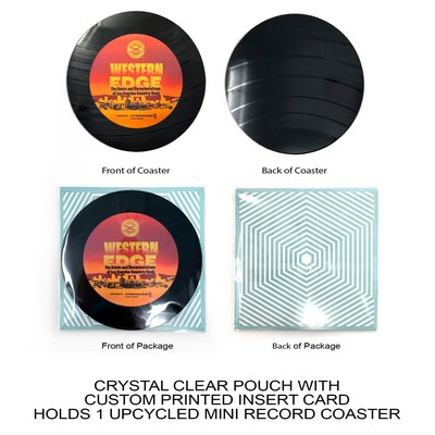 Upcycled Vinyl Record Coaster (Plain Back) - Set of 1 - Cello Pouch