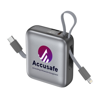 Cirtek® 10000mAh 20W PD Fast Charging Power Bank With Built-In Dual Cables