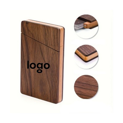 Walnut Wood Business Card Holder (Pocket-Portable, Holds 15 Cards)