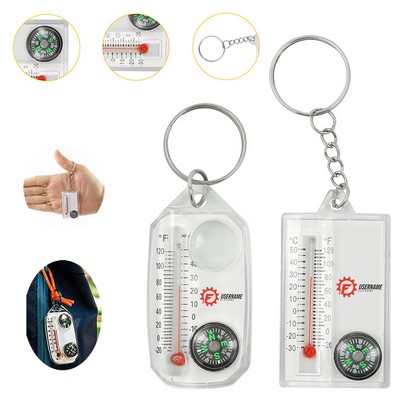 Finger North Compass Mini Portable Night Light Precision Thermometer Keychain Three in One