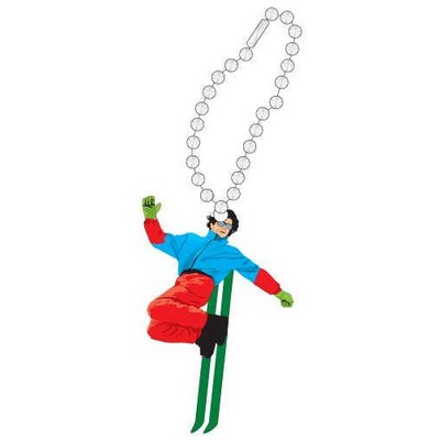 Skier Promotional Key Chain w/ Black Back (4 Square Inch)