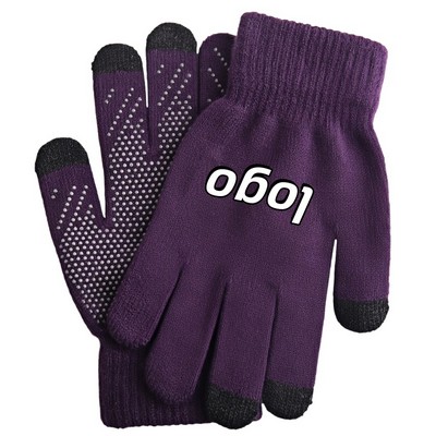 Knitted Thermal Gloves with Touchscreen Support for Winter Use