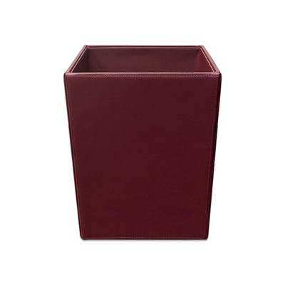 Burgundy Bonded Leather Waste Basket, 14 Qt