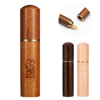 Portable wood toothpick holder