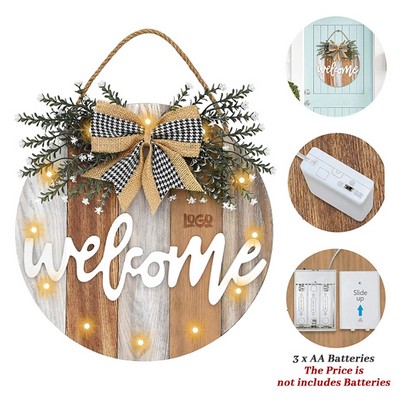 Wooden Welcome LED Door Sign